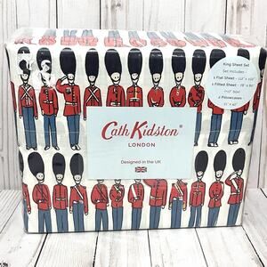 NEW Cath Kidston King Sheet Set 4pc London Guards Print 100% Cotton 200 Thread